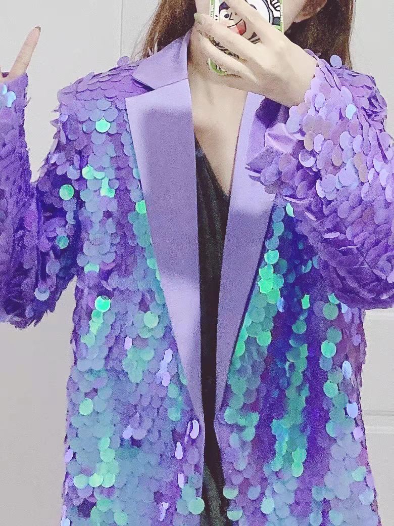 sequined purple blazer