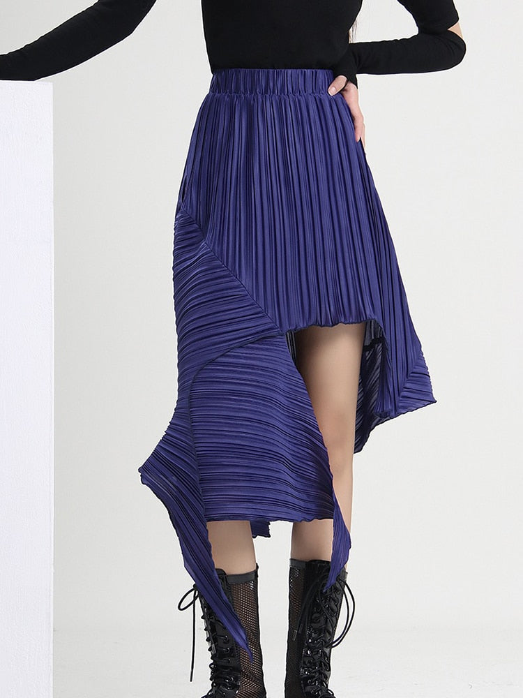 irregular pleated versatile skirt