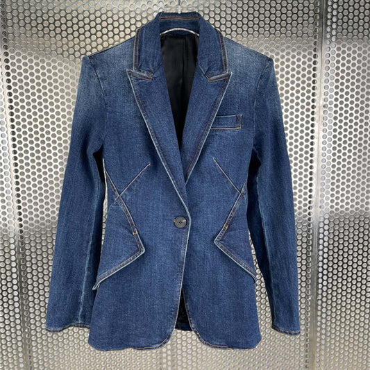 blue denim blazer