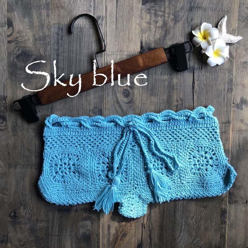crochet shorts sky blue / size fits all