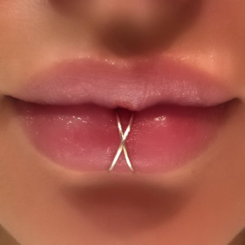 crisscross handmade lip ring