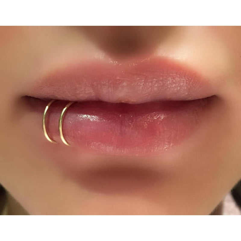 handmade cuff fake piercing lip ring