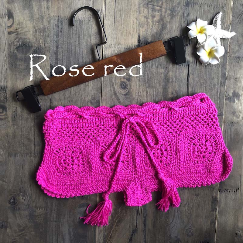 crochet shorts rose red / size fits all