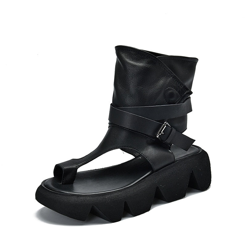 roman genuine leather high top sandals