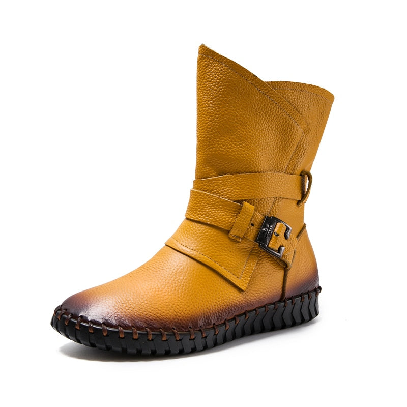 leather handmade flat boots