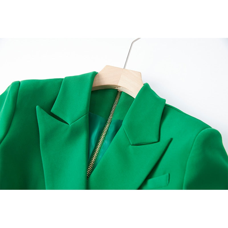 green blazer dress