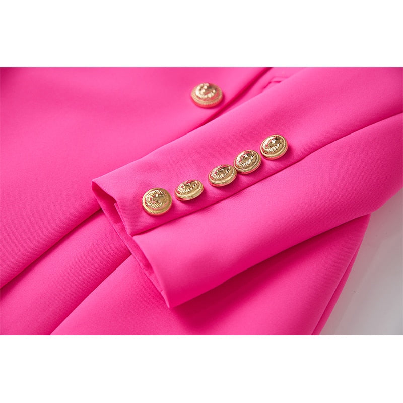 fluorescent pink blazer dress