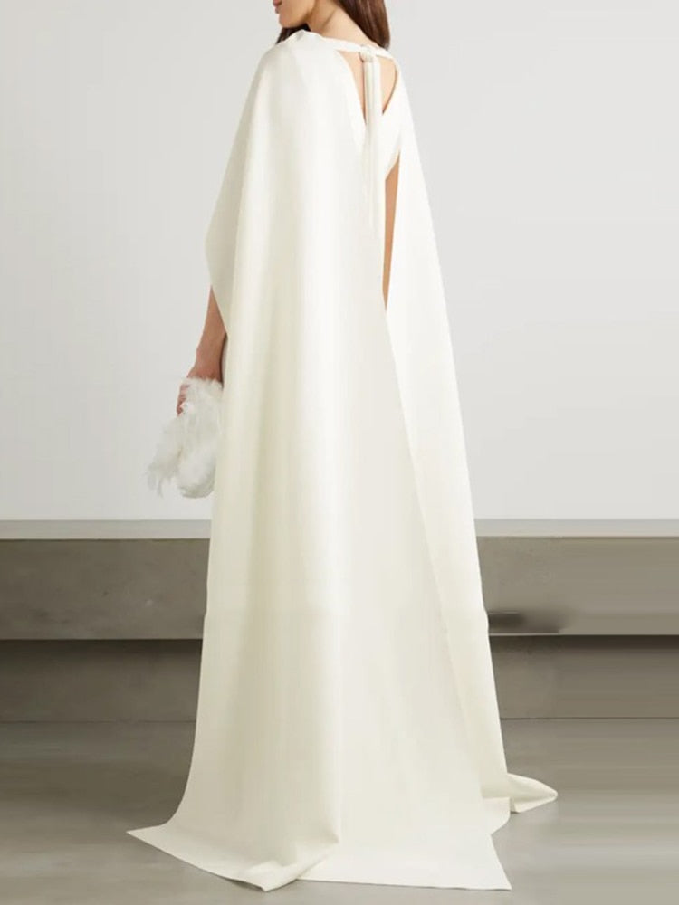elegant maxi shawl a line dress