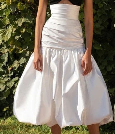 High Waist Mid Calf Pleated Unique Skirt