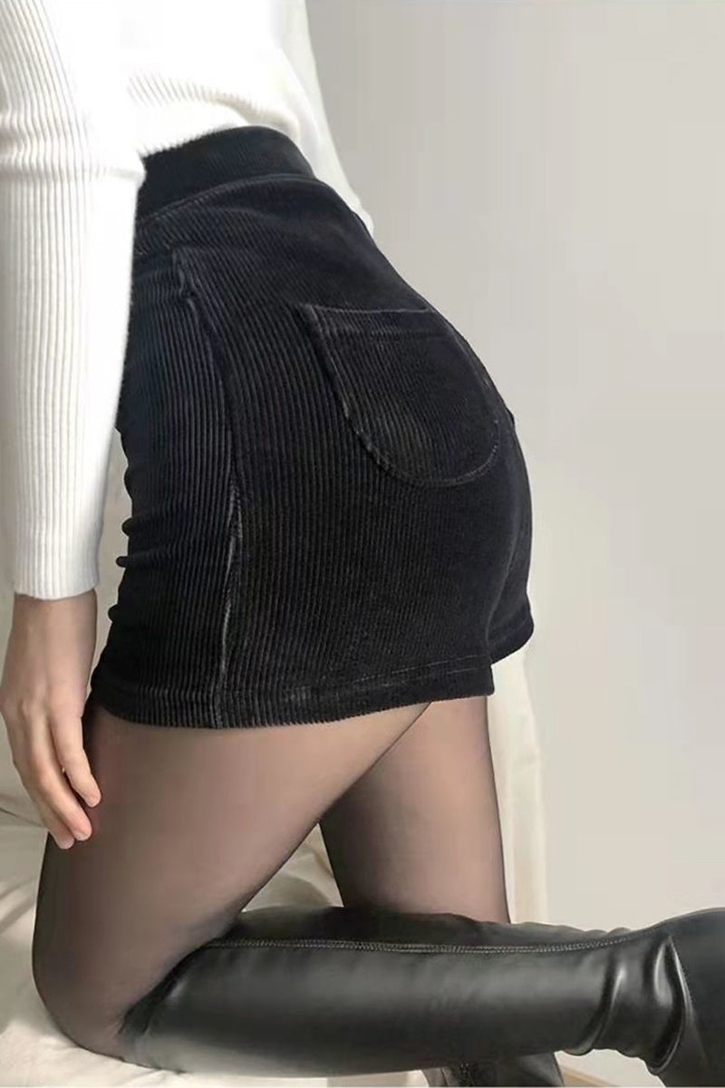 black pu faux leather shorts