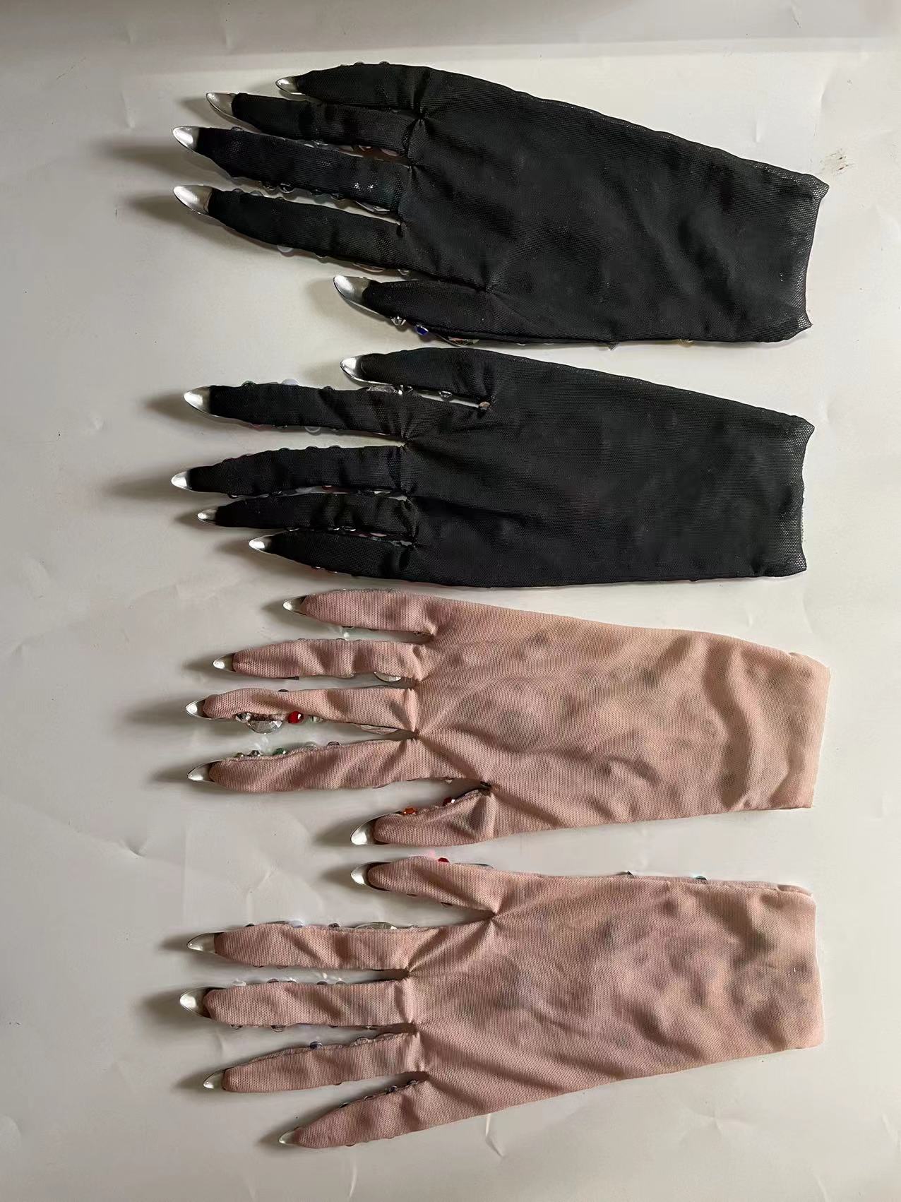 rhinestone mesh gloves