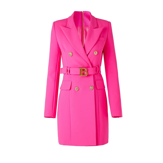 fluorescent pink blazer dress