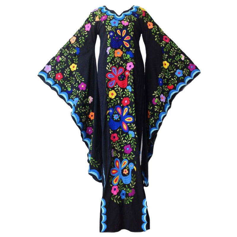 boho embroidered long sleeve frock