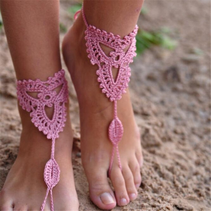 handmade crochet anklet foot sandals