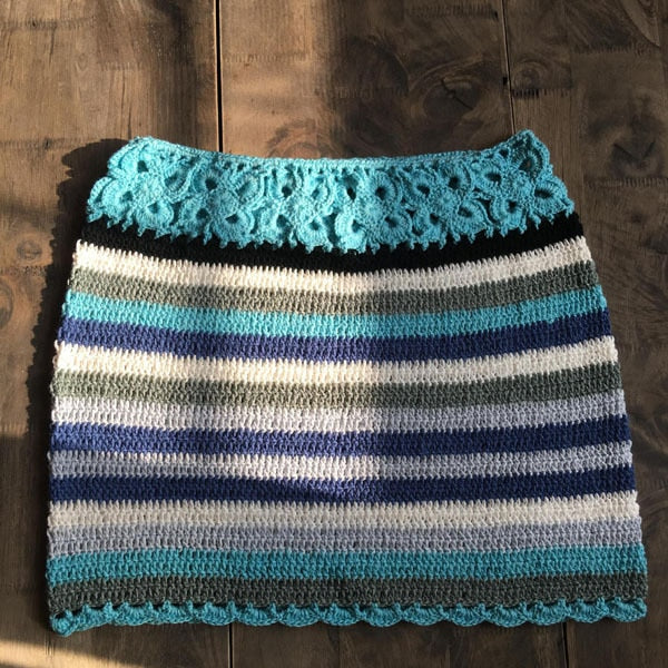colorful crochet skirt sky blue / one size