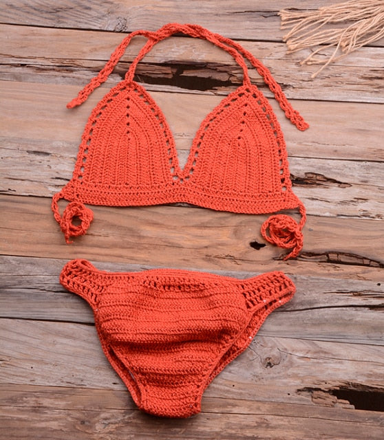 crochet backless swimwear