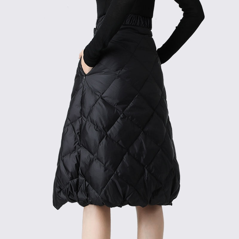 duck down black wrapped skirt