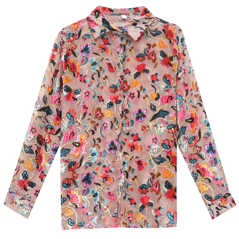 floral sheer blouse