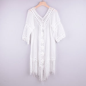 cut out tassel tunics white / one size