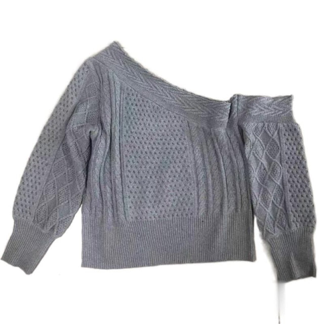 off shoulder sweater one size / grey 2