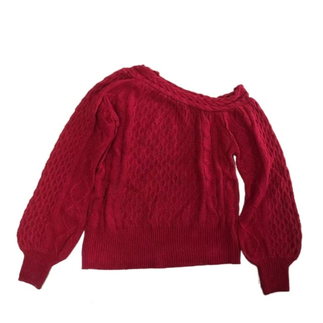 off shoulder sweater one size / red 2