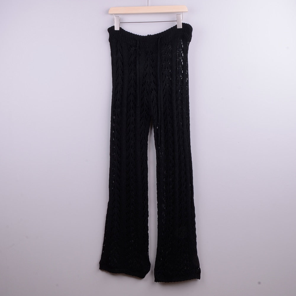 cotton crochet fishnet pants