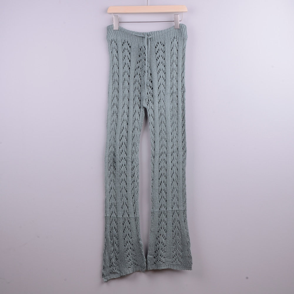 cotton crochet fishnet pants