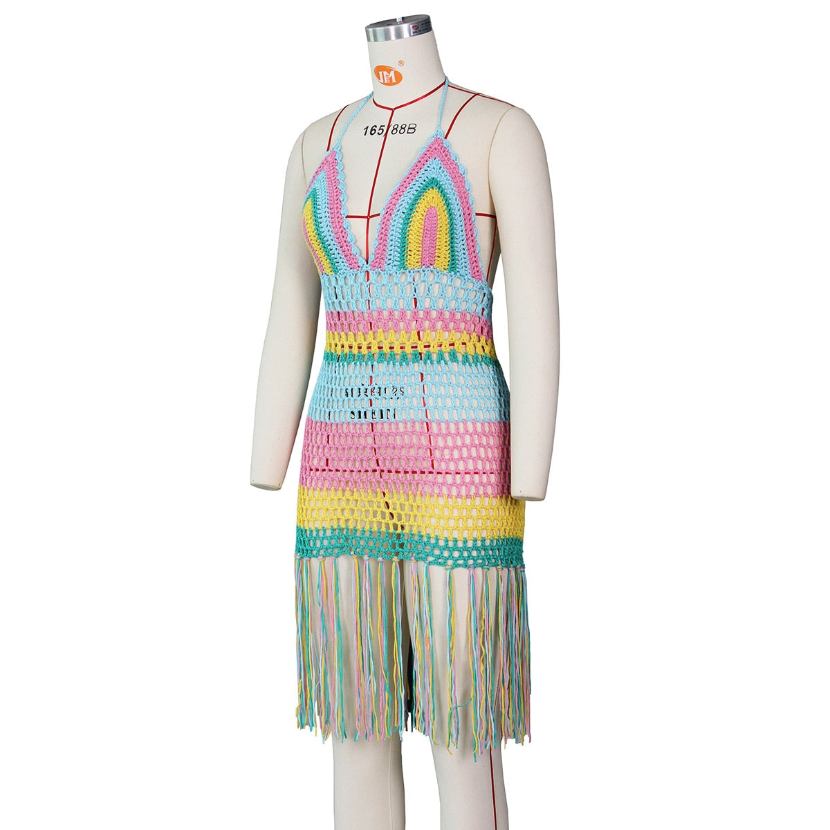 crochet tassels backless hawaiian halter dress