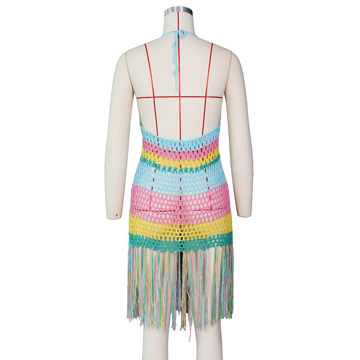 crochet tassels backless hawaiian halter dress