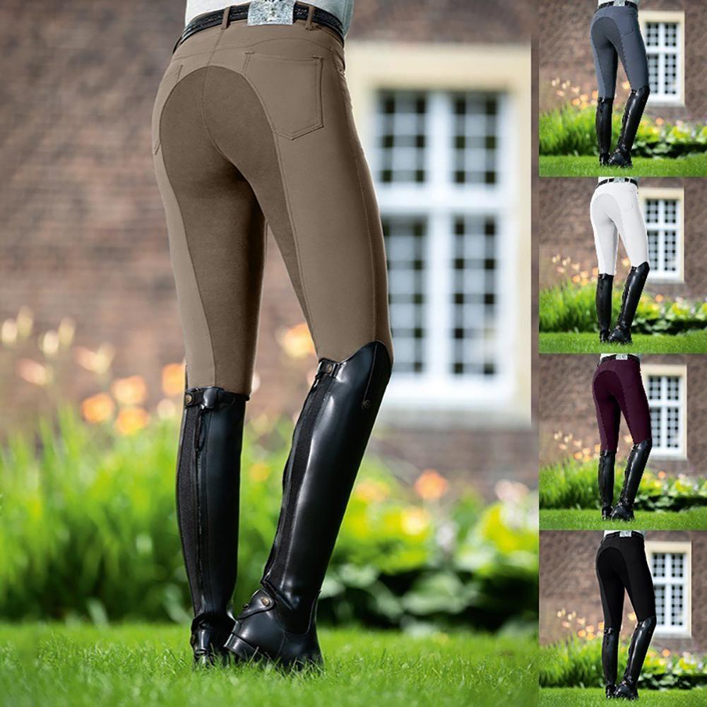 high waist elastic horse racing skinny trousers