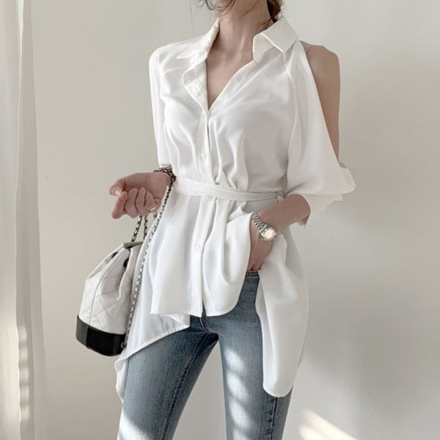 off shoulder blouse white / one size