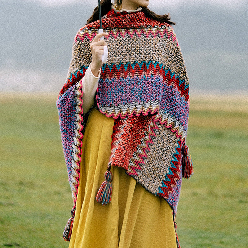 boho knitted cape
