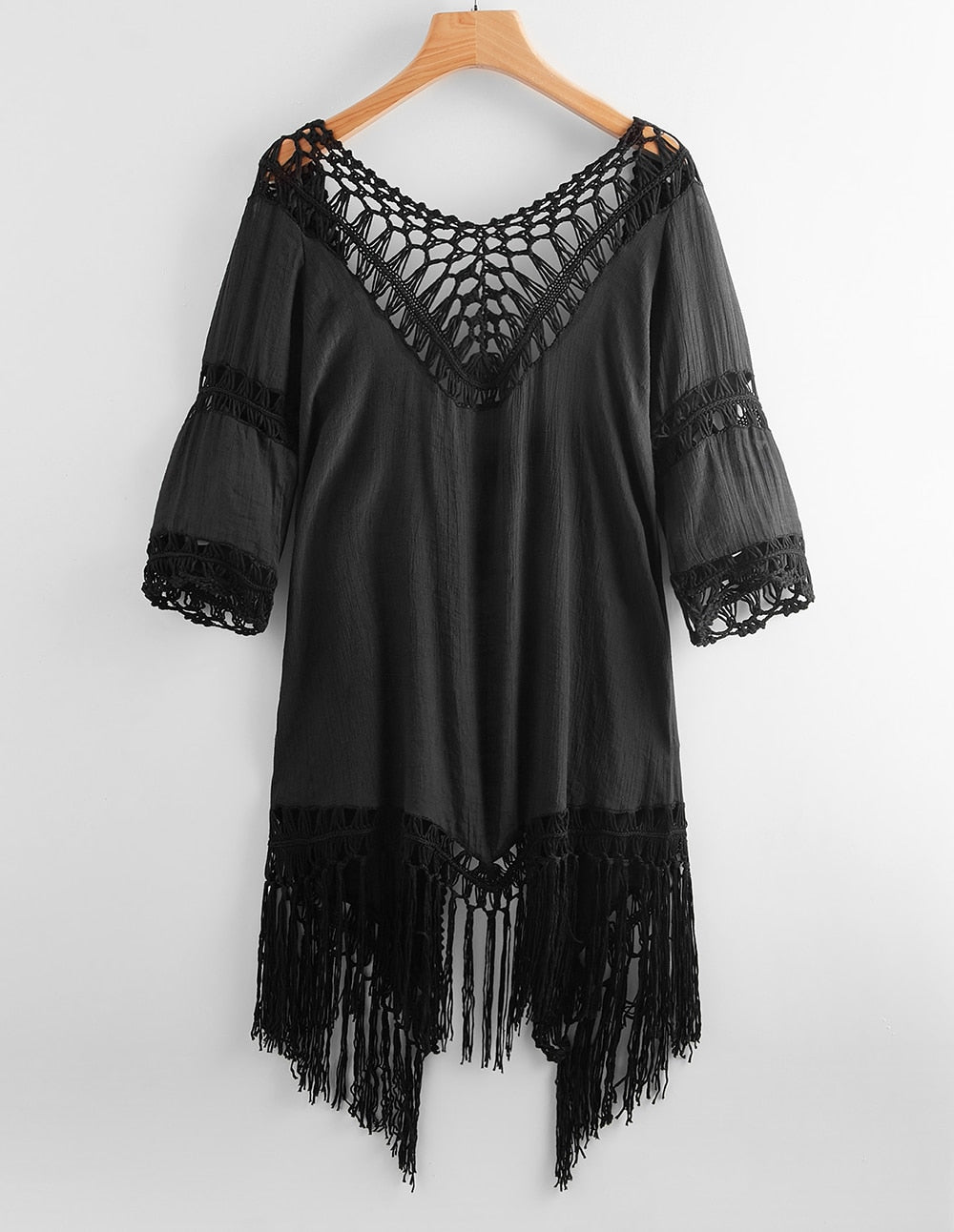 lace tunic cut out tassel robe