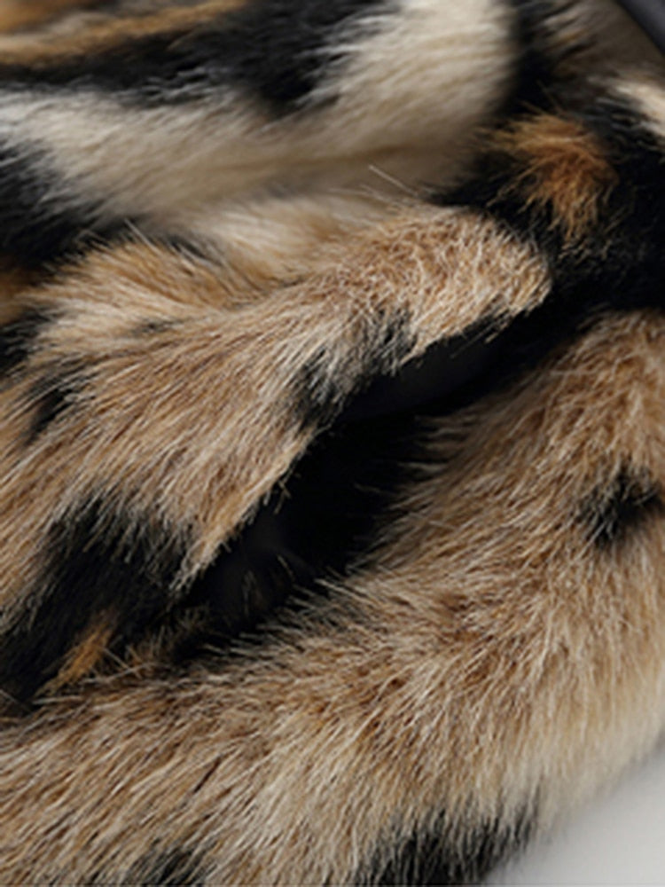 leopard print faux fur trench coat