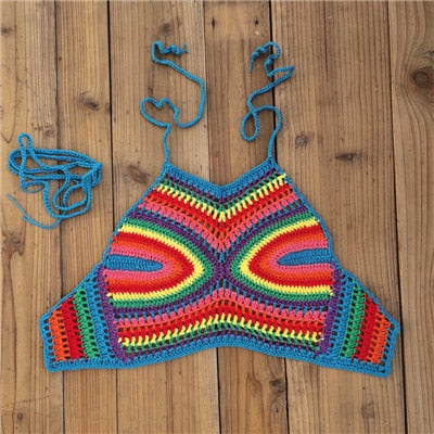 handmade crocheted crop top halter