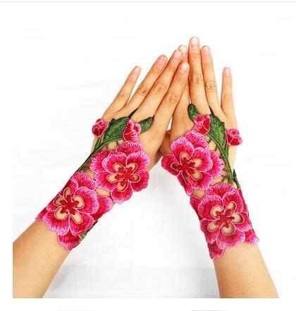 embroidery flower glove 6 / one size