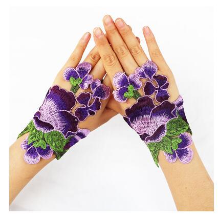 embroidery flower glove 8 / one size