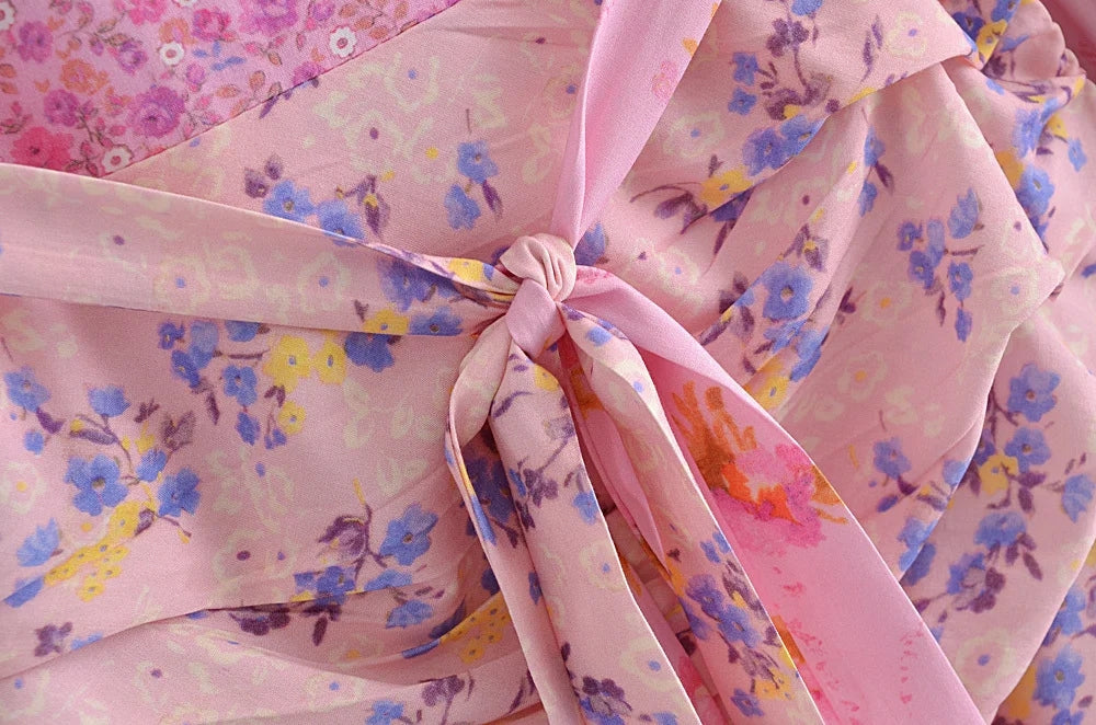boho floral printed mini dress