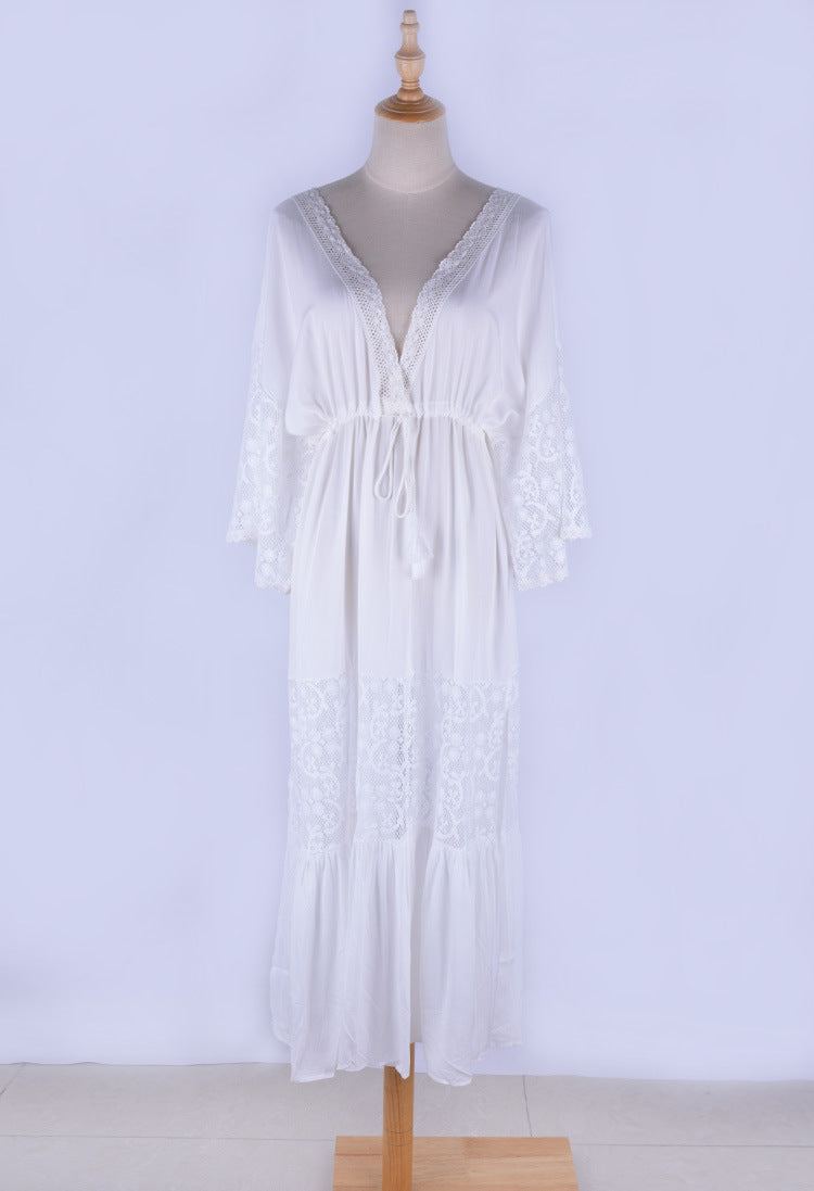 white boho hippie maxi long dress